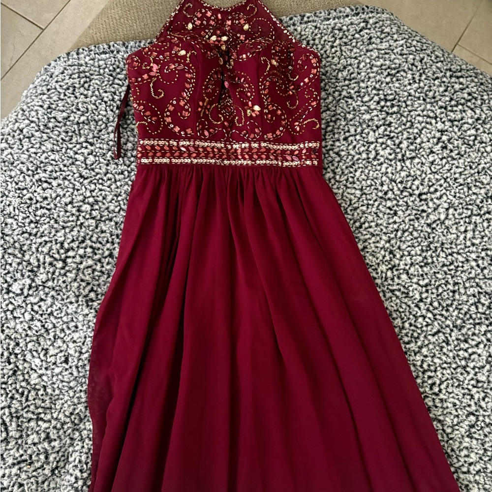 Elegant Red Embellished Dress